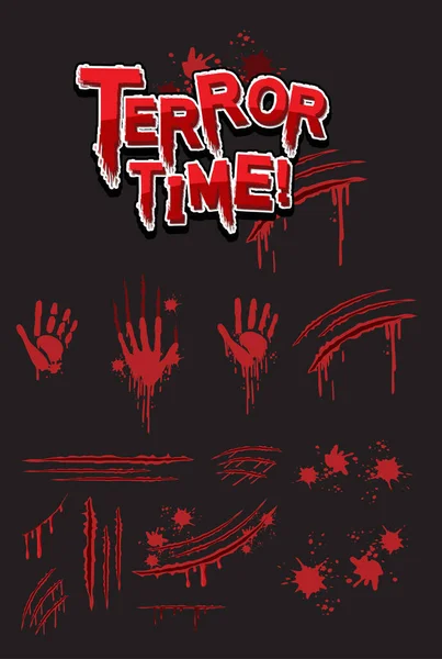 Terror Time Texte Avec Illustration Empreintes Sanglantes — Image vectorielle