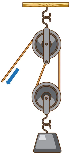 Experimento Científico Sobre Fuerza Movimiento Con Ilustración Poleas — Vector de stock