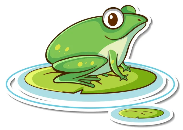 Sticker Design Cute Green Frog Isolated Illustration — Stock Vector