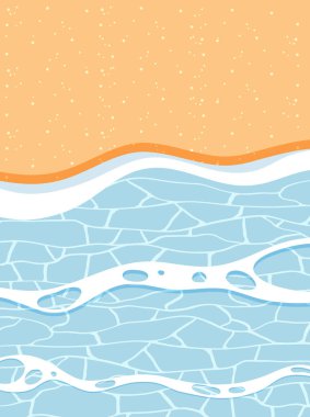 Kum ve deniz dalgası resimlerinin üst görüntüsü