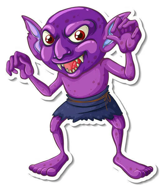 Een Goblin Cartoon Karakter Sticker Illustratie — Stockvector