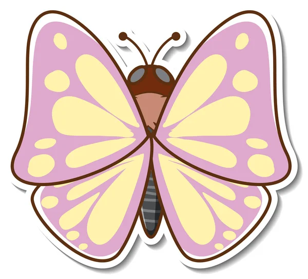 Sticker Design Beautiful Butterfly Isolated Illustration — Stock Vector