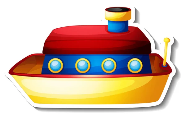Boot Spielzeug Cartoon Aufkleber Auf Weißem Hintergrund Illustration — Stockvektor