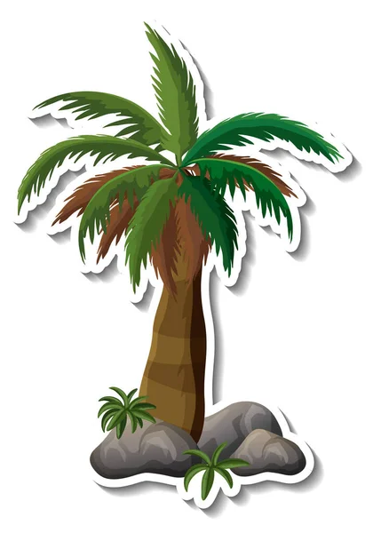 Pegatina Palmera Aislada Sobre Fondo Blanco Ilustración — Vector de stock