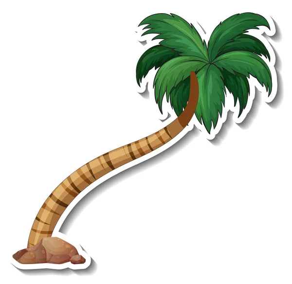 Palm Träd Klistermärke Isolerad Vit Bakgrund Illustration — Stock vektor