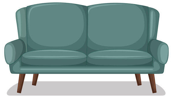 Green two-seater sofa isolated on white background illustration