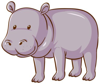 Beyaz arkaplan illüstrasyonunda Hippopotamus çizgi filmi