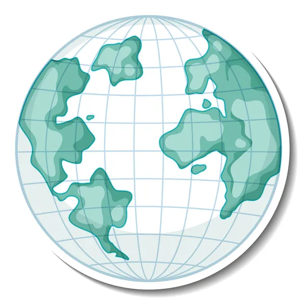 Aarde Globe Cartoon Sticker Witte Achtergrond Illustratie — Stockvector