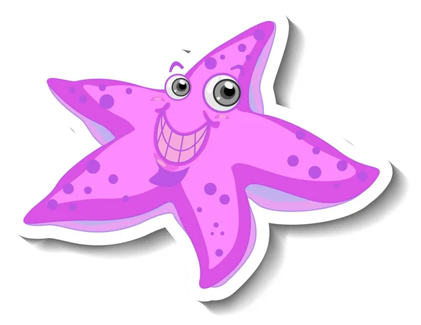 Sea Animal Cartoon Sticker Cute Starfish Illustration — 스톡 벡터