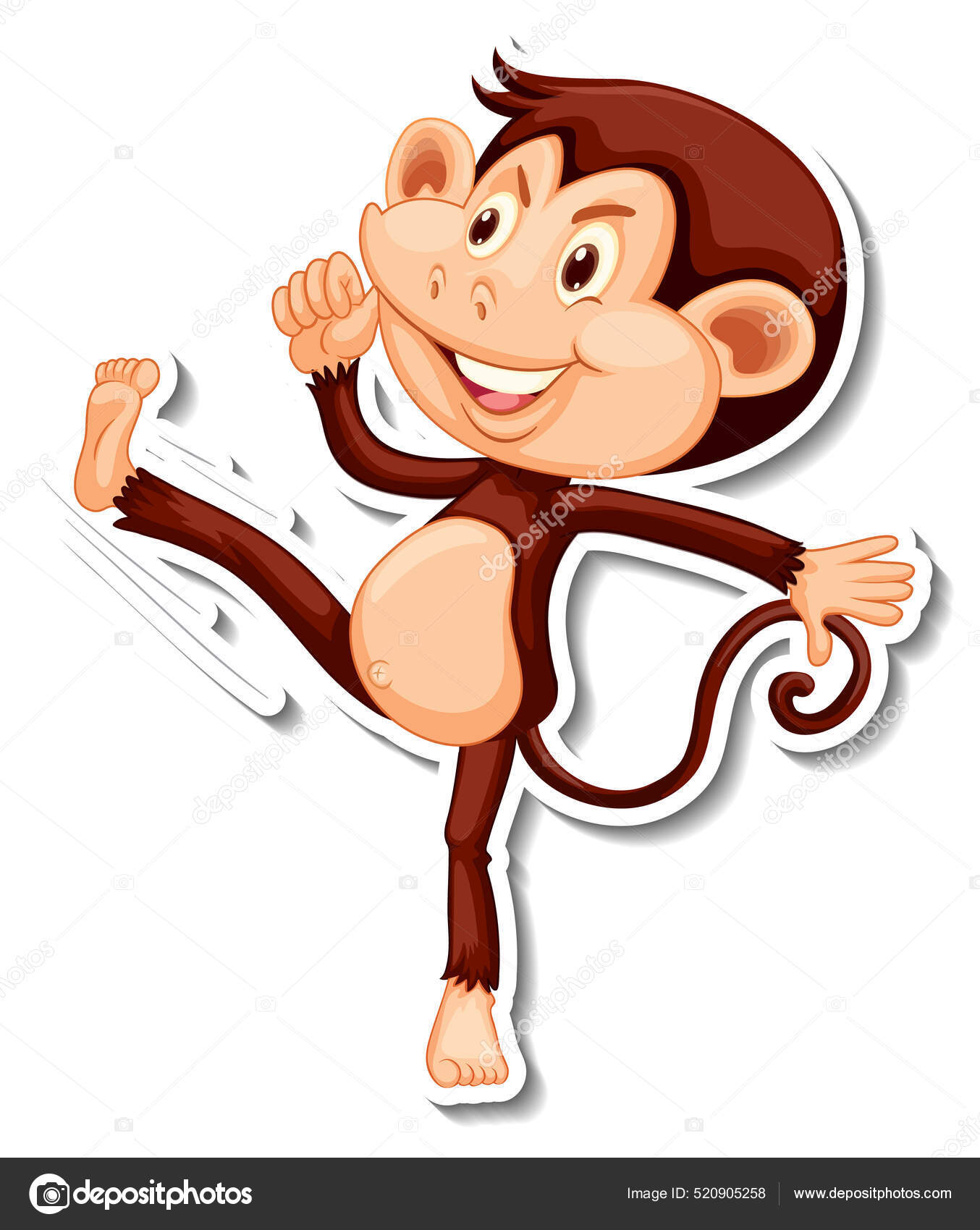 Engraçado Macaco Desenho Animado Personagem Adesivo Ilustração imagem  vetorial de interactimages© 520905258