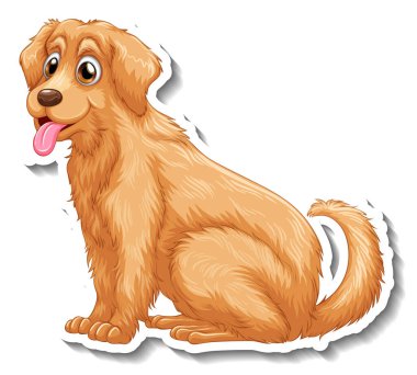 Golden Retriever köpek çizgi film çıkartması çizimi