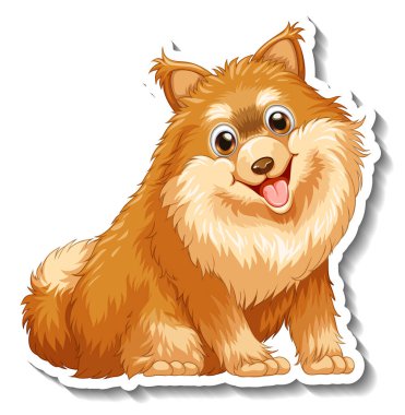 Pomeranya köpek çizgi film çıkartması çizimi