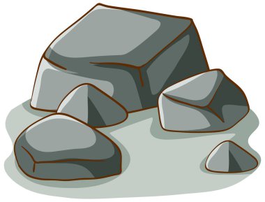 Beyaz arkaplanda taş yığınları