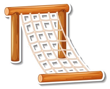 Beyaz arkaplan illüstrasyonunda çocuk parkı tırmanma ağı