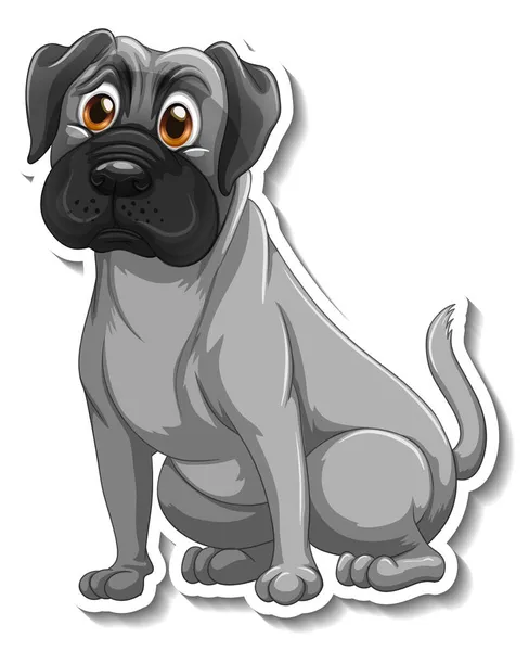 Grijze Boxer Hond Cartoon Sticker Illustratie — Stockvector