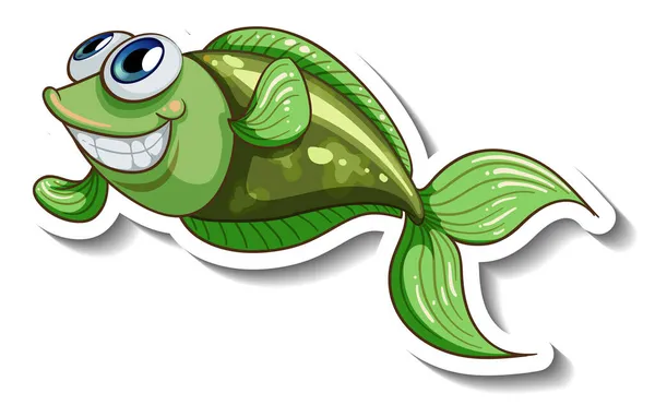 Sea Animal Cartoon Aufkleber Mit Niedlichen Fischen Illustration — Stockvektor