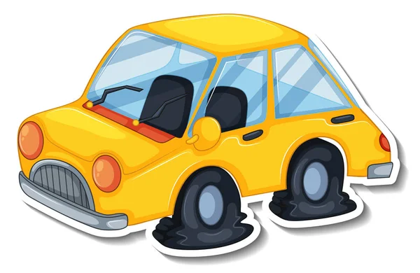 Sticker Design Avec Voiture Naufragée Illustration Isolée — Image vectorielle