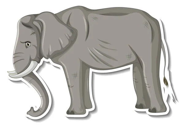 Flaco Elefante Animal Dibujos Animados Etiqueta Engomada Ilustración — Archivo Imágenes Vectoriales