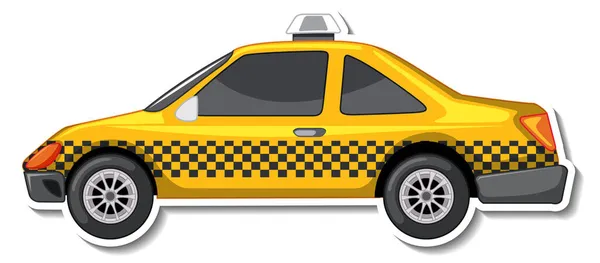 Klistermärke Design Med Sidovy Taxi Bil Isolerad Illustration — Stock vektor