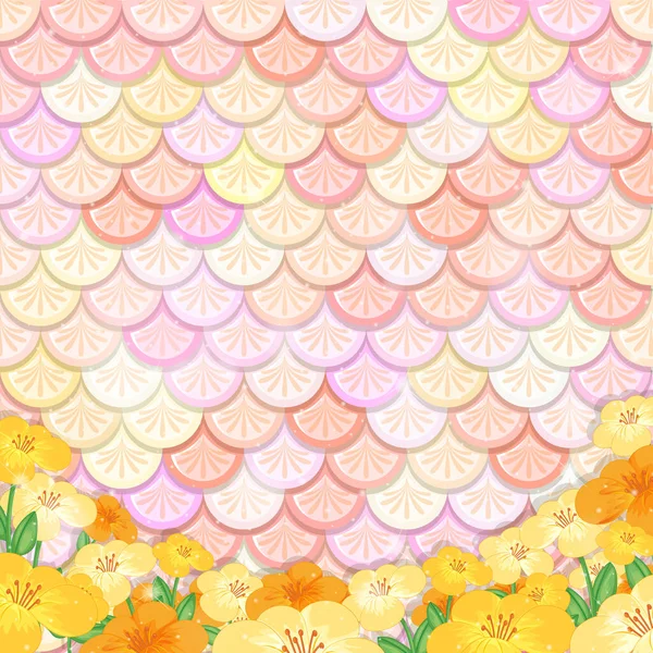 Motif Échelle Sirène Pastel Avec Nombreuses Fleurs Illustration — Image vectorielle