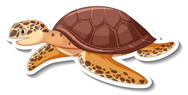 Sea Animal Cartoon Sticker Met Schildpad Illustratie — Stockvector