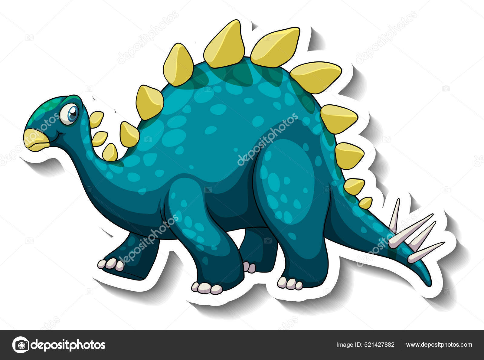 Stegosaurus Dinossauro Desenho Animado Personagem Adesivo Ilustração imagem  vetorial de interactimages© 521427882