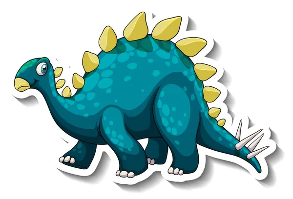 Stegosaurus Dinosaurio Dibujo Animado Carácter Etiqueta Engomada Ilustración — Archivo Imágenes Vectoriales