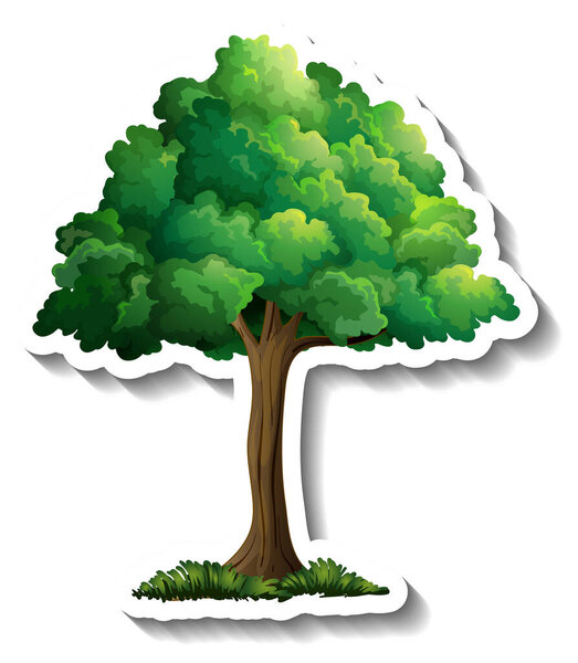 Tree sticker on white background illustration