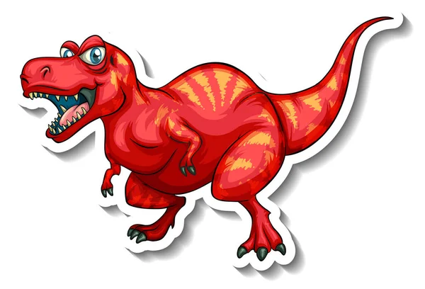 Tyrannosaurus Dinosaur Cartoon Character Sticker Illustration — Stock Vector