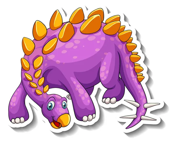 Stegosaurus Dinossauro Desenho Animado Personagem Adesivo Ilustração —  Vetores de Stock