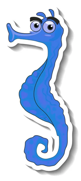 Seepferdchen Meer Tier Cartoon Aufkleber Illustration — Stockvektor