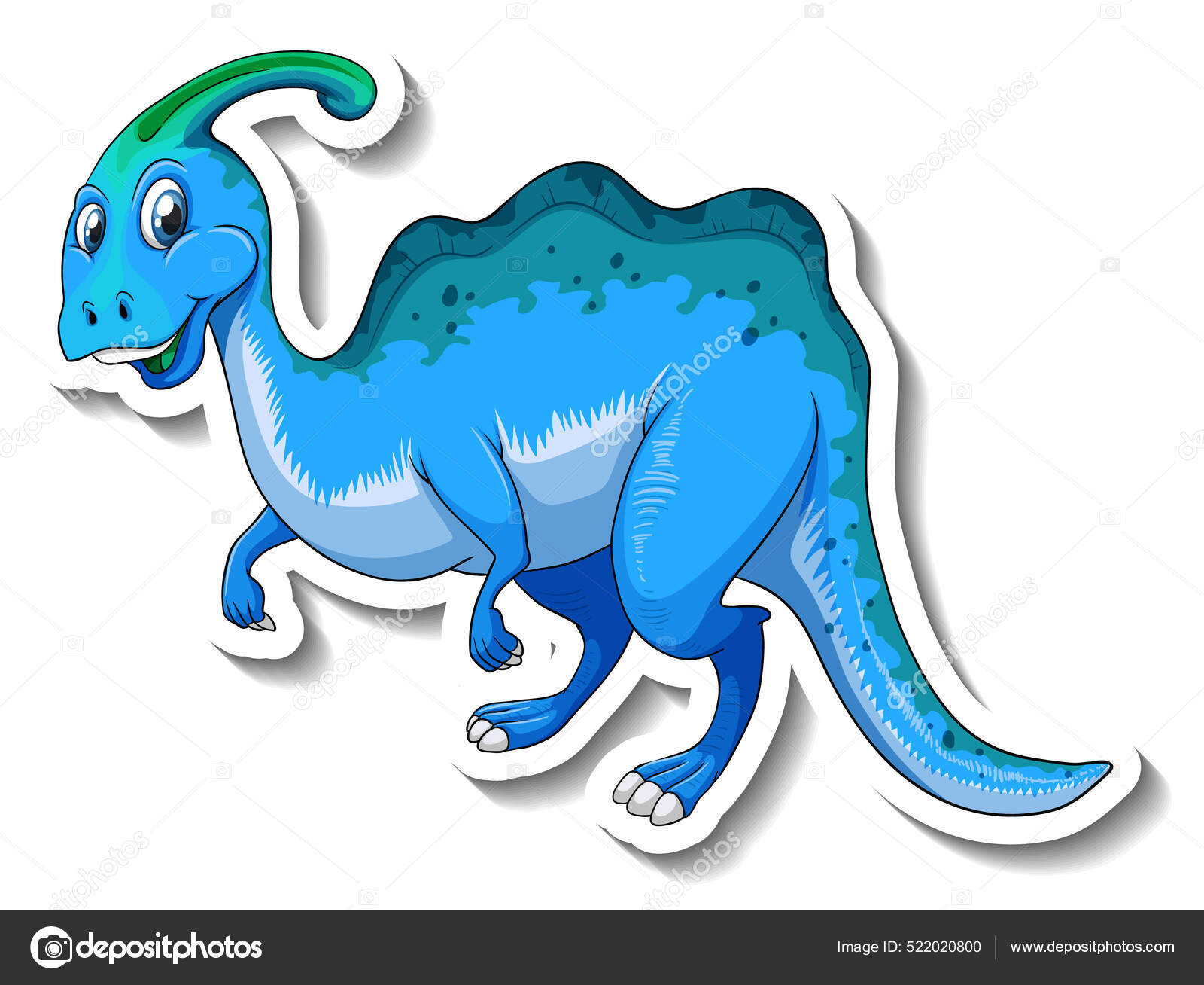 Um dinossauro de desenho animado com um dinossauro verde em sua cauda