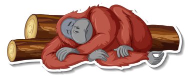 Üzgün orangutan karikatür çıkartması çiziyor