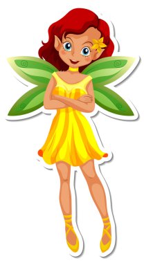 Güzel peri çizgi film karakteri çıkartması.