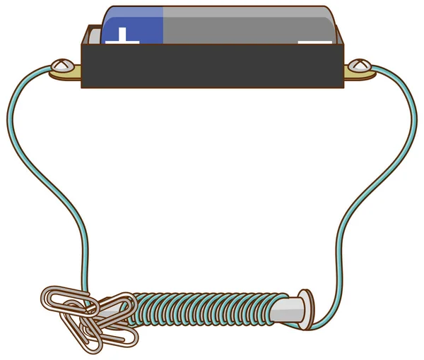 Circuit Diagram Met Batterij Schroef Illustratie — Stockvector