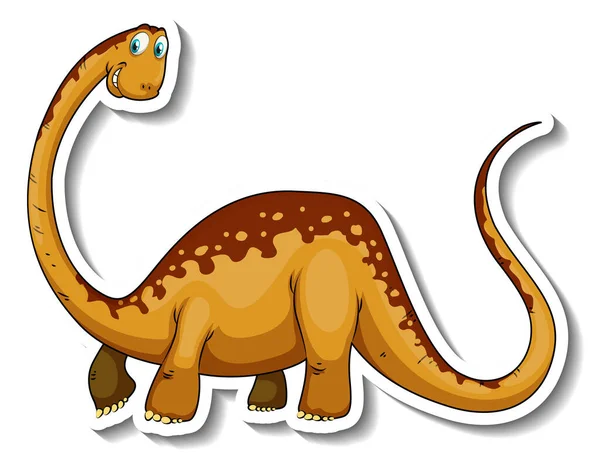 Иллюстрация Персонажа Наклейки Изображением Динозавра Брахиозавра — стоковый вектор