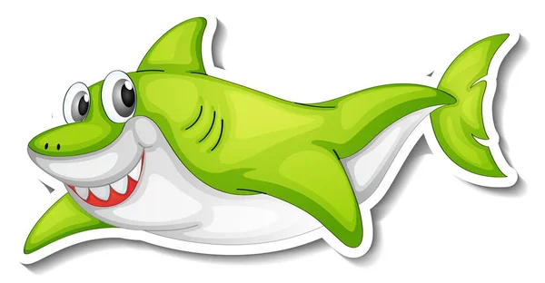 Sea Animal Cartoon Sticker Funny Shark Illustration — Stock Vector