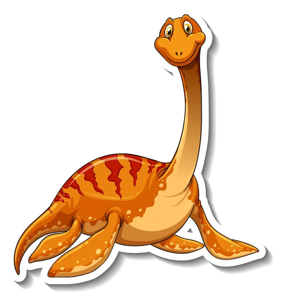 Elasmosaurus Dinosaur Карикатура Персонажів Стикер Зображення — стоковий вектор