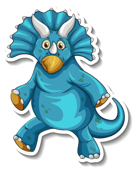 Triceratops Dinossauro Desenho Animado Personagem Adesivo Ilustração —  Vetores de Stock