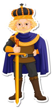 Kırmızı cübbeli Kral çizgi film karakteri çıkartması çizimi