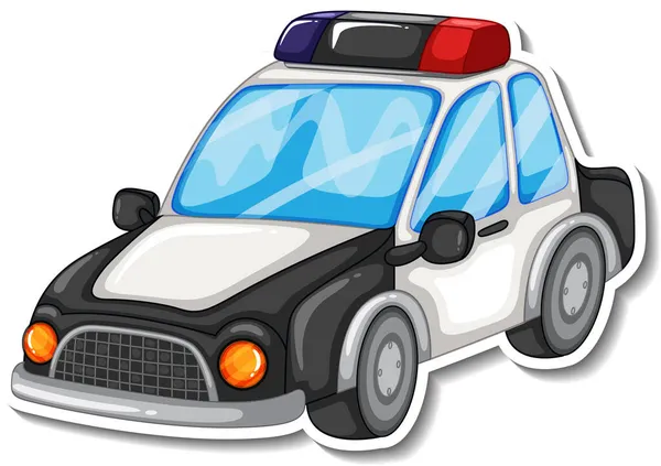 Sticker Design Side View Police Car Isolated Illustration — Stock Vector