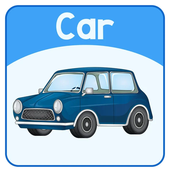 Educational English Word Card Car Illustration — Stock Vector