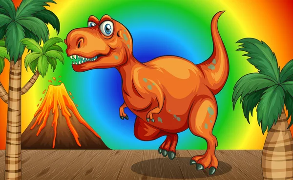 Kreskówkowy Dinozaur Tęczy Gradientu Tle Ilustracji — Wektor stockowy