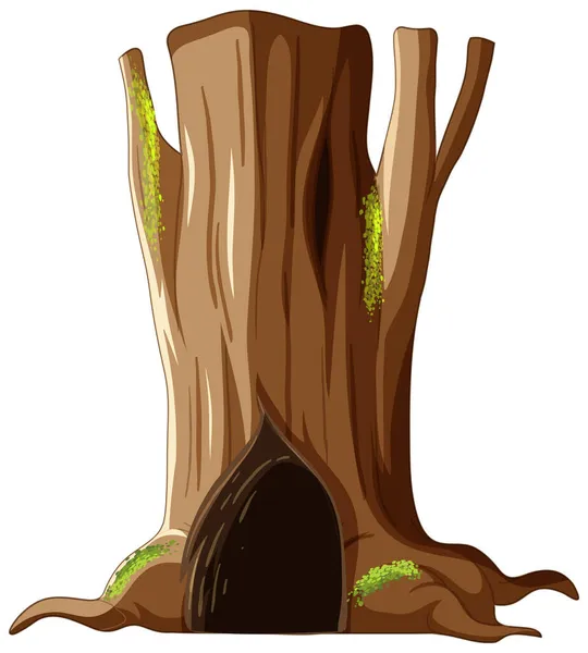Tronco Árvore Isolado Com Grande Ilustração Oca — Vetor de Stock