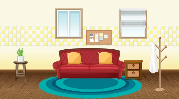 Living Room Interior Design Furniture Illustration — Stock Vector