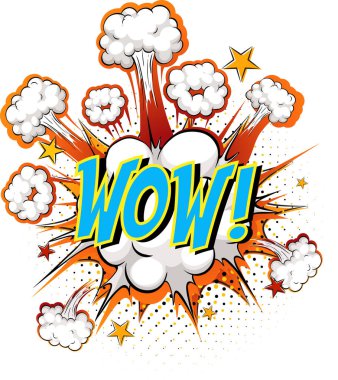 Word Wow çizgi roman bulutu patlaması arkaplan çizimi