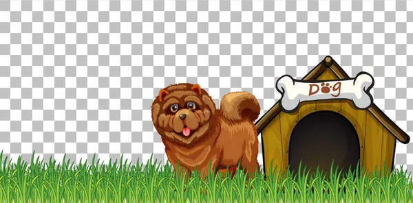 Chow Chow Hund Mit Hundehaus Auf Transparentem Hintergrund Illustration — Stockvektor