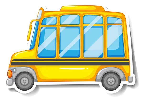 Autocollant Dessin Animé Autobus Scolaire Sur Fond Blanc Illustration — Image vectorielle