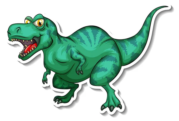 Tyrannosaurus Dinosaurio Dibujo Animado Personaje Etiqueta Ilustración — Archivo Imágenes Vectoriales