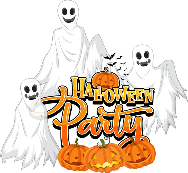 Halloween Party Φαντάσματα Και Jack Lantern Εικονογράφηση — Διανυσματικό Αρχείο